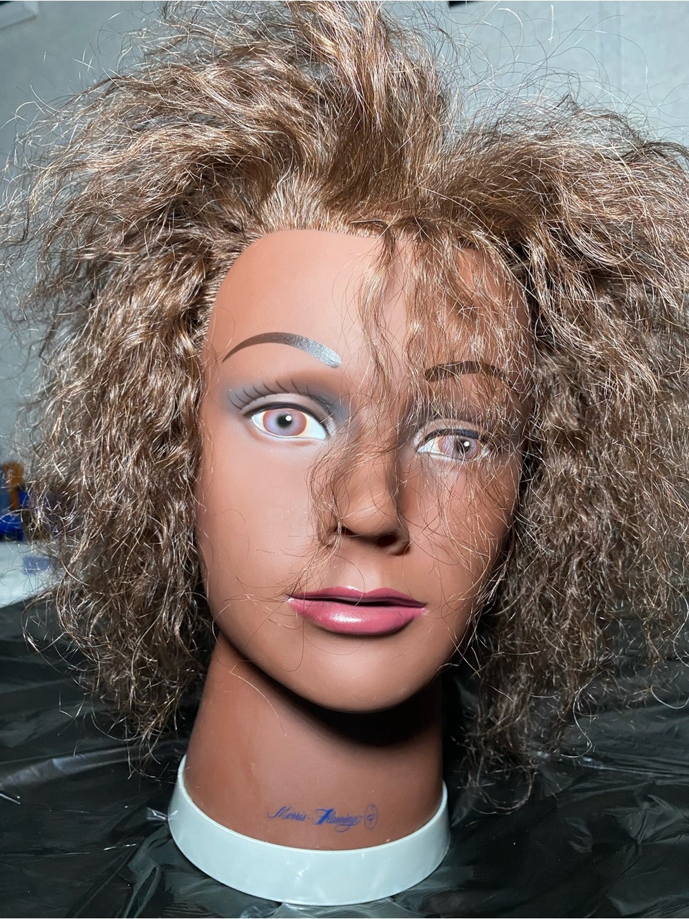 Morris Flamingo Training Mannequin Head with Light Brown Curly Hair
